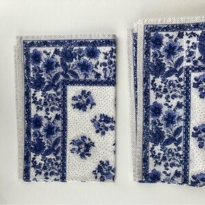 Set of Floral Blue and White Table Linens Placemat Napkin Cotton Teacher Present